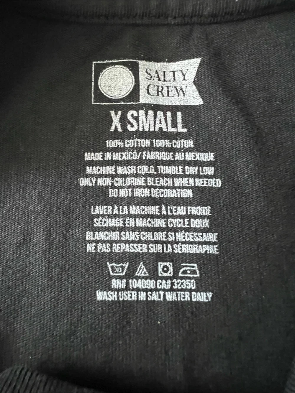 Salty Crew Women's Black Cropped Tee with Black and Gold Logo Size XS NWT - Picture 3 of 5